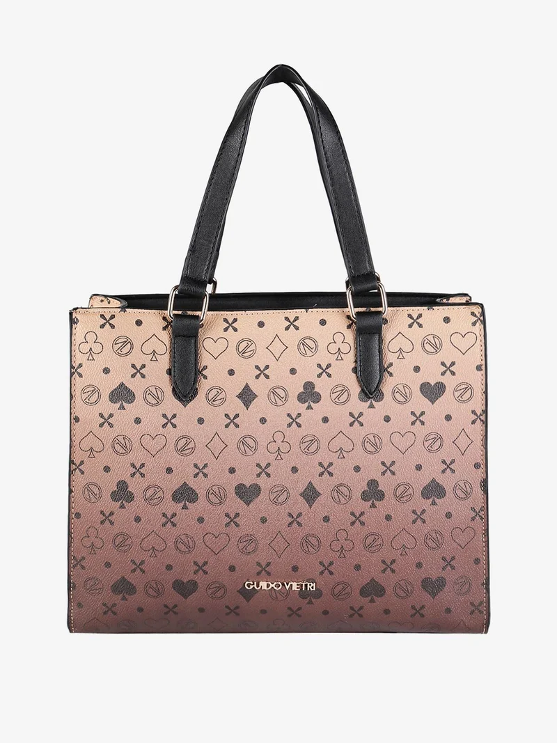 Borsa donna rigida con stampe - marrone