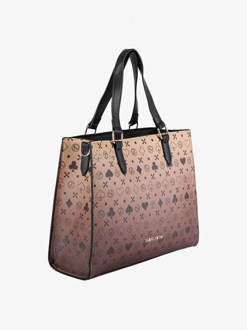 Borsa donna rigida con stampe - marrone