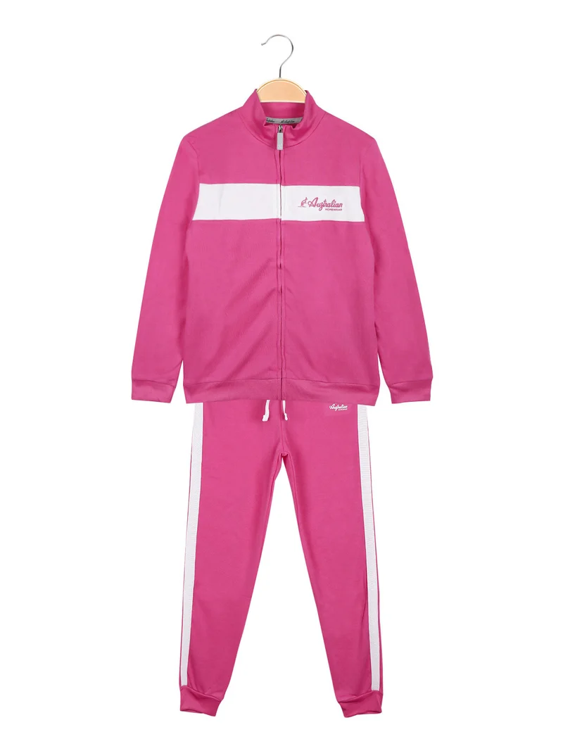 Completo tuta sportiva da bambina 2 pezzi bicolor - fucsia