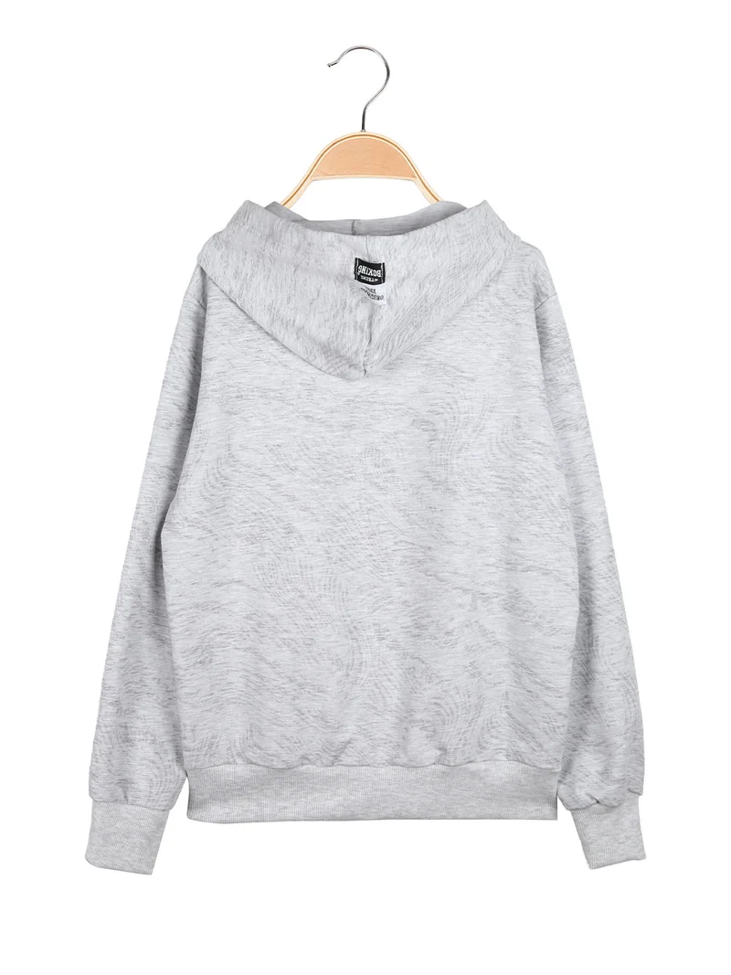 Felpa da ragazzo in cotone con cappuccio e zip - grigio