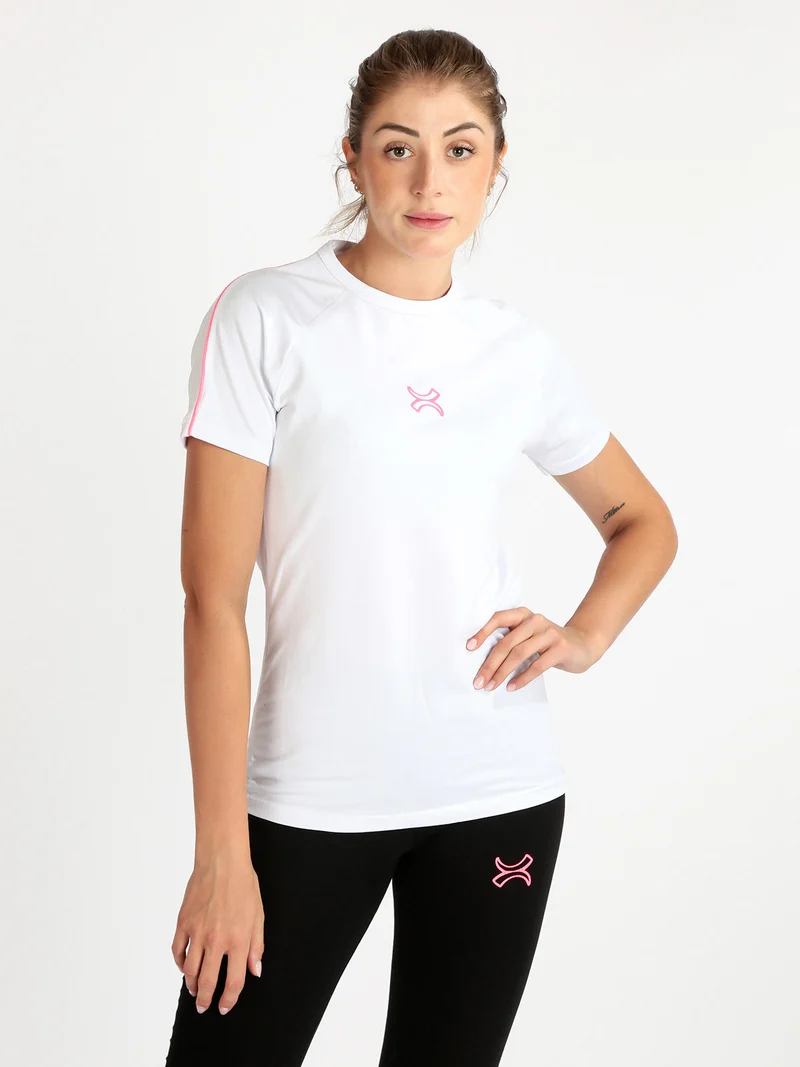 T-shirt sportiva donna manica corta - bianco