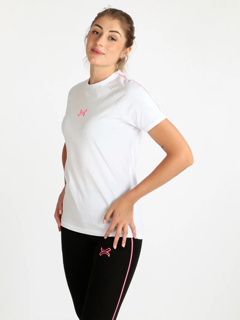 T-shirt sportiva donna manica corta - bianco