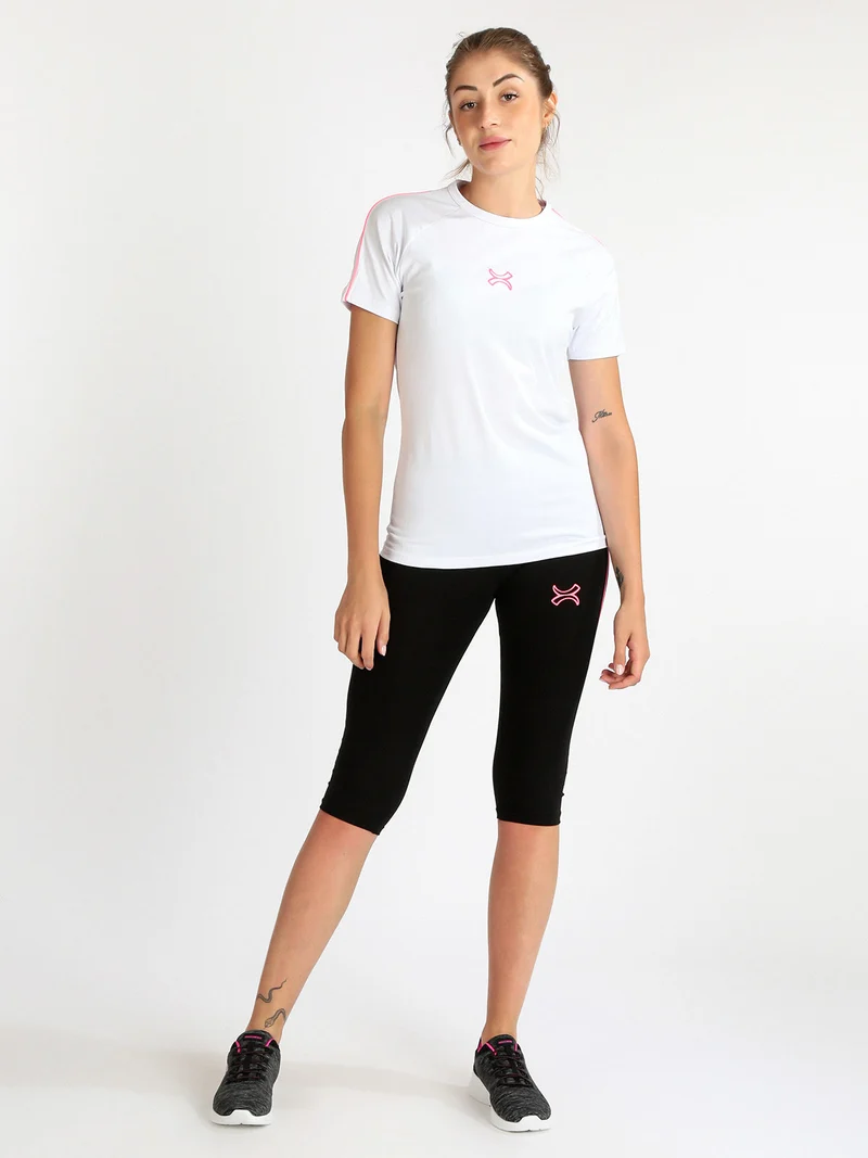 T-shirt sportiva donna manica corta - bianco