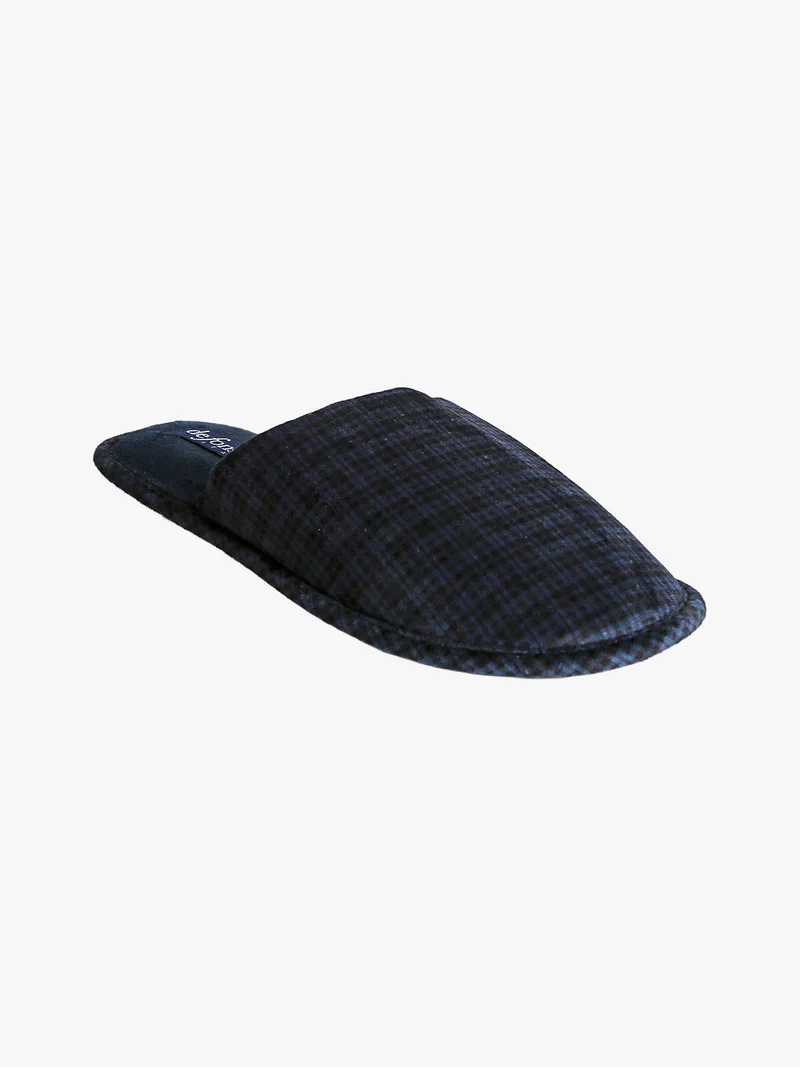 Pantofole uomo a quadretti - blu scuro