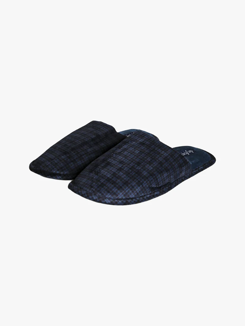 Pantofole uomo a quadretti - blu scuro