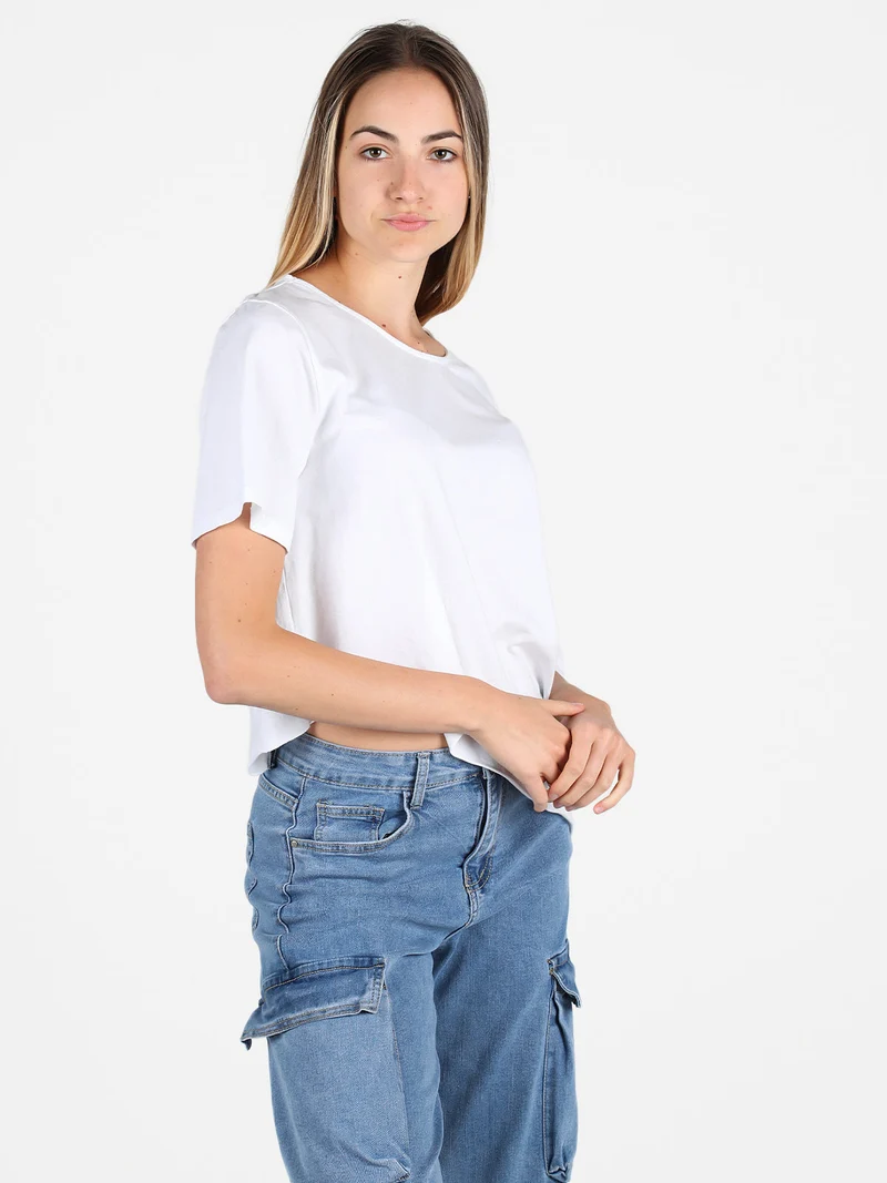 T-shirt donna asimmetrica in cotone - bianco