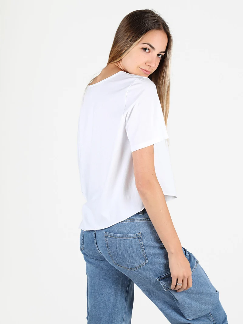 T-shirt donna asimmetrica in cotone - bianco