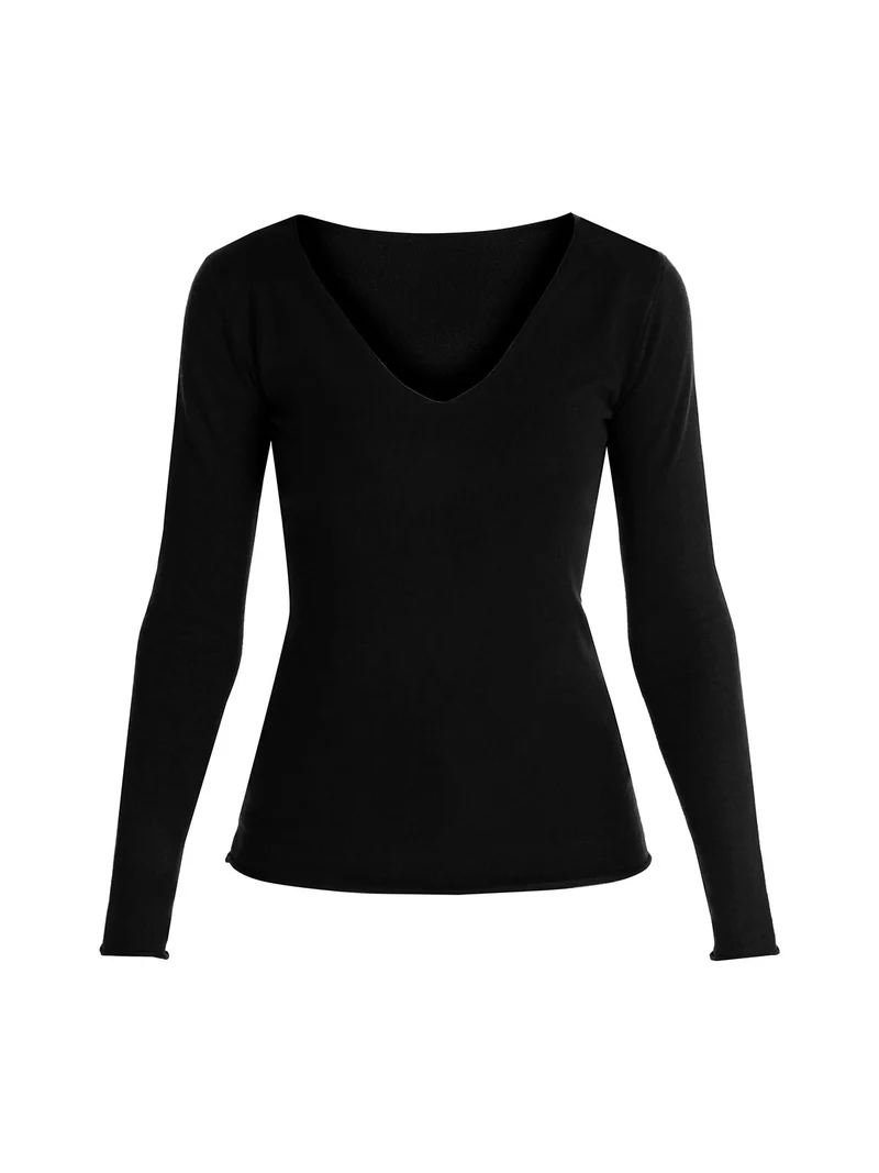 Pullover donna con scollo a V - nero
