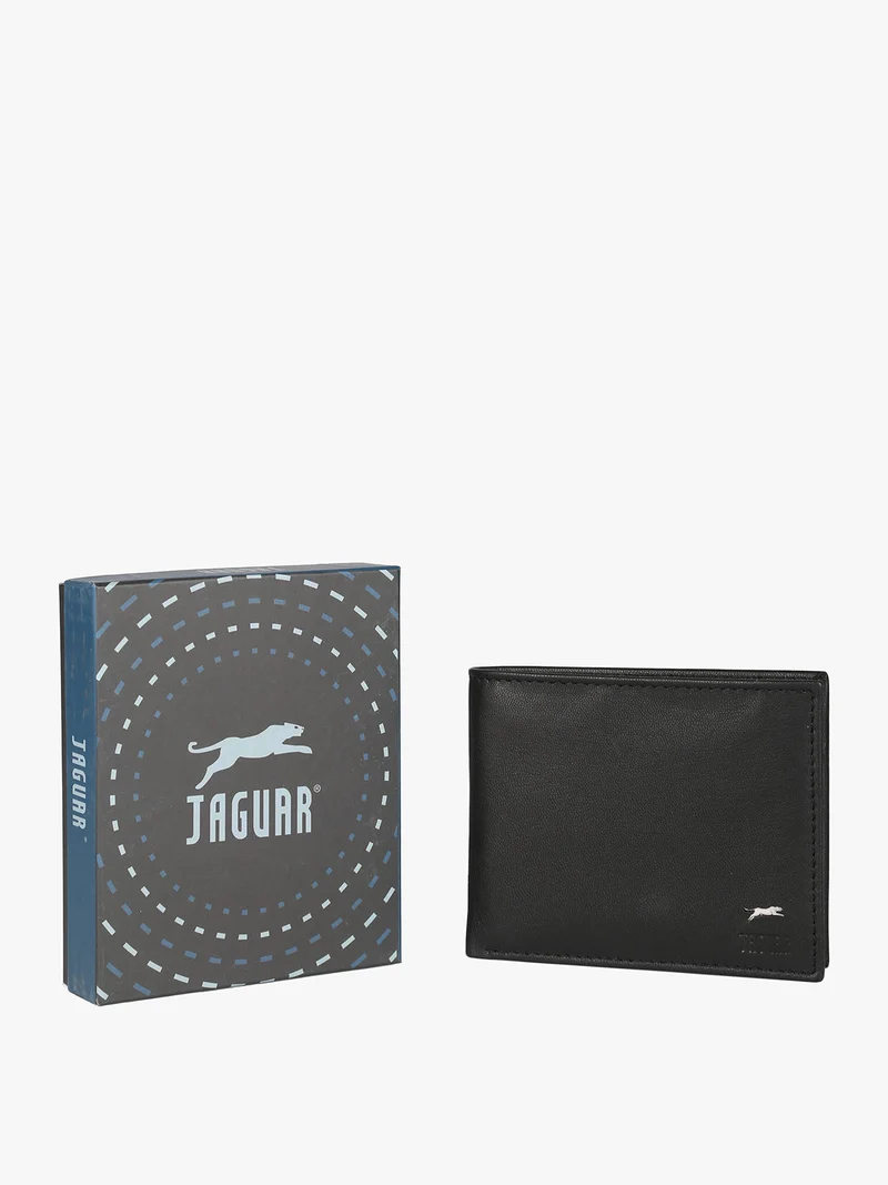 Portafoglio da uomo in pelle con logo - nero