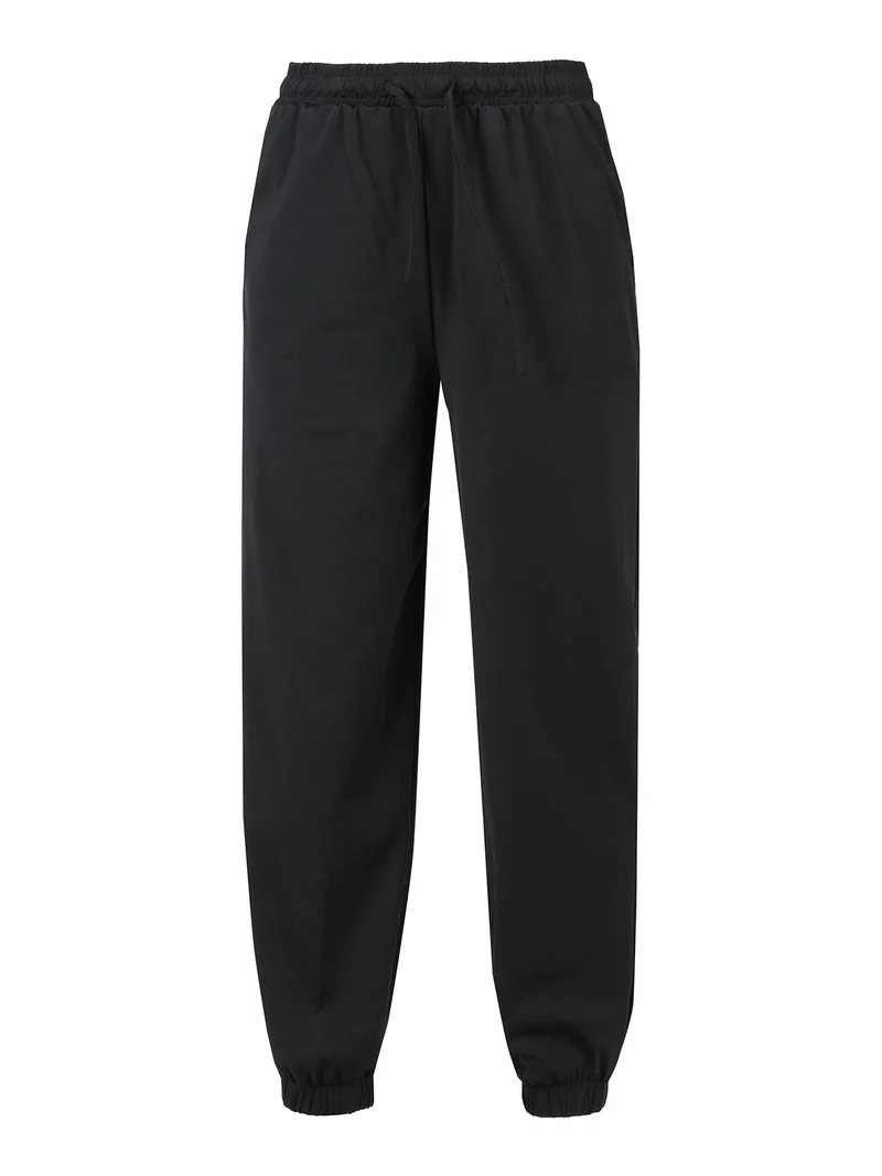 Pantaloni donna in tessuto tecnico con polsini - nero