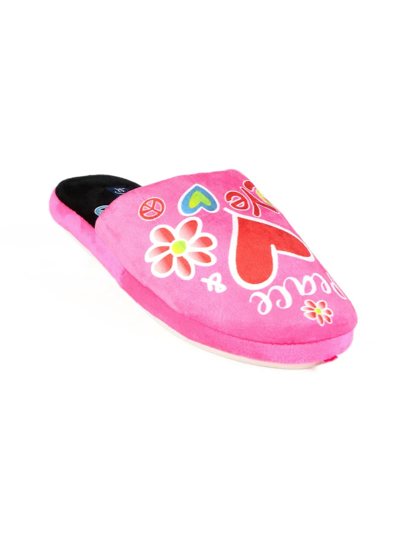 Pantofole donna in tessuto con stampa - fucsia