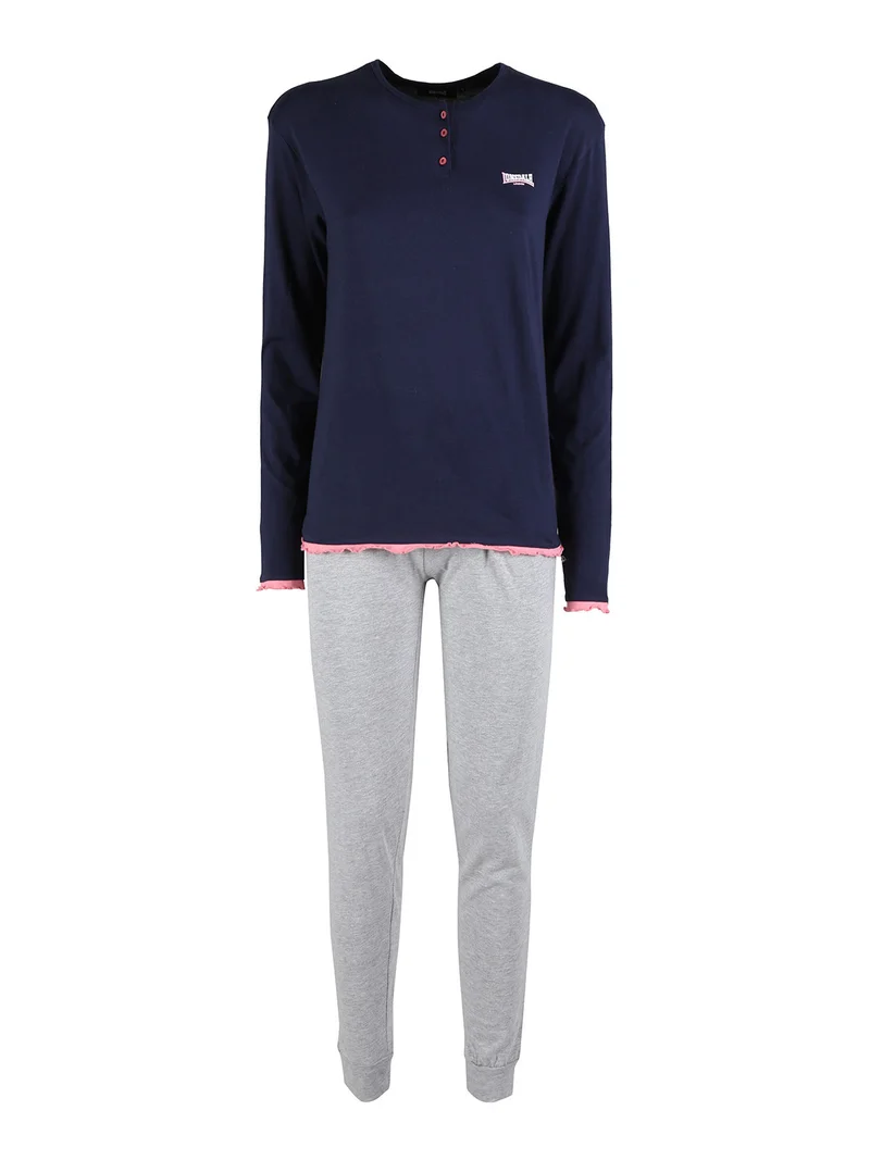 Pigiama lungo da donna in cotone - blu scuro