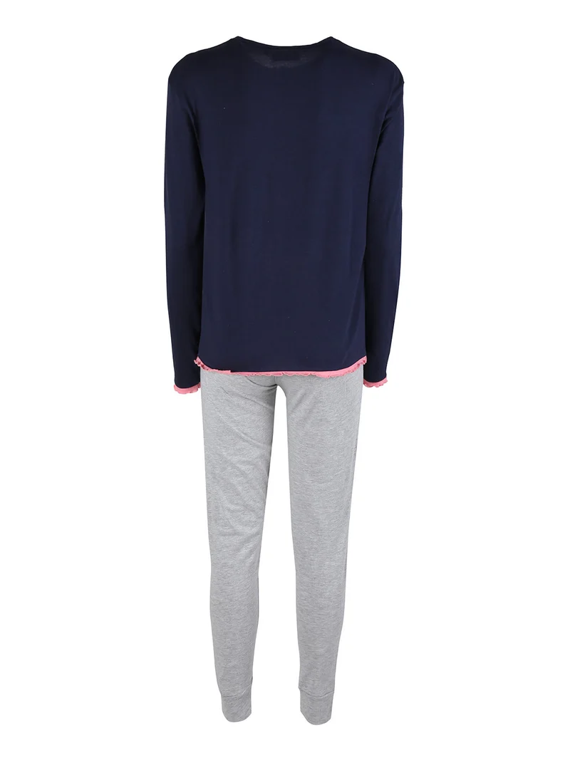 Pigiama lungo da donna in cotone - blu scuro