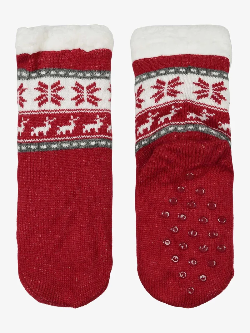 Calze antiscivolo Natale da bambini con pelo interno - rosso