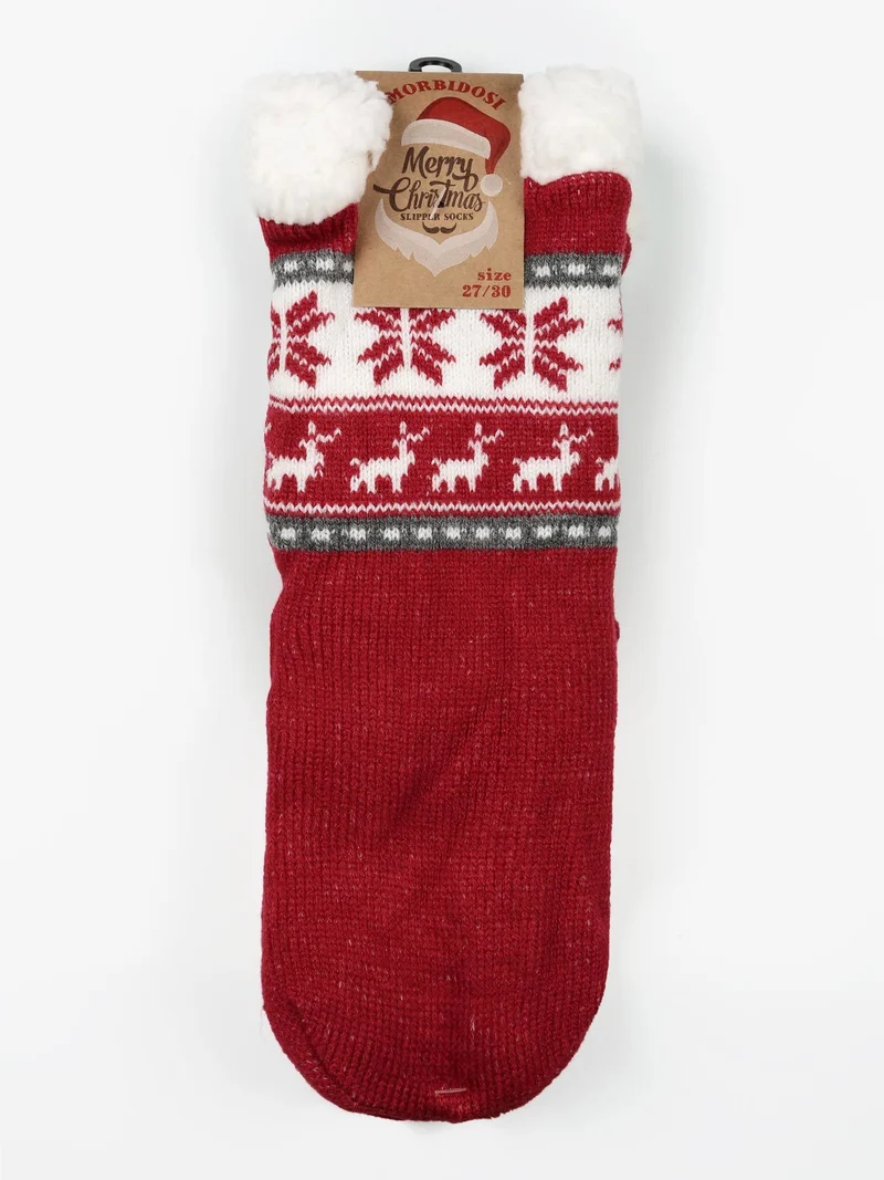 Calze antiscivolo Natale da bambini con pelo interno - rosso