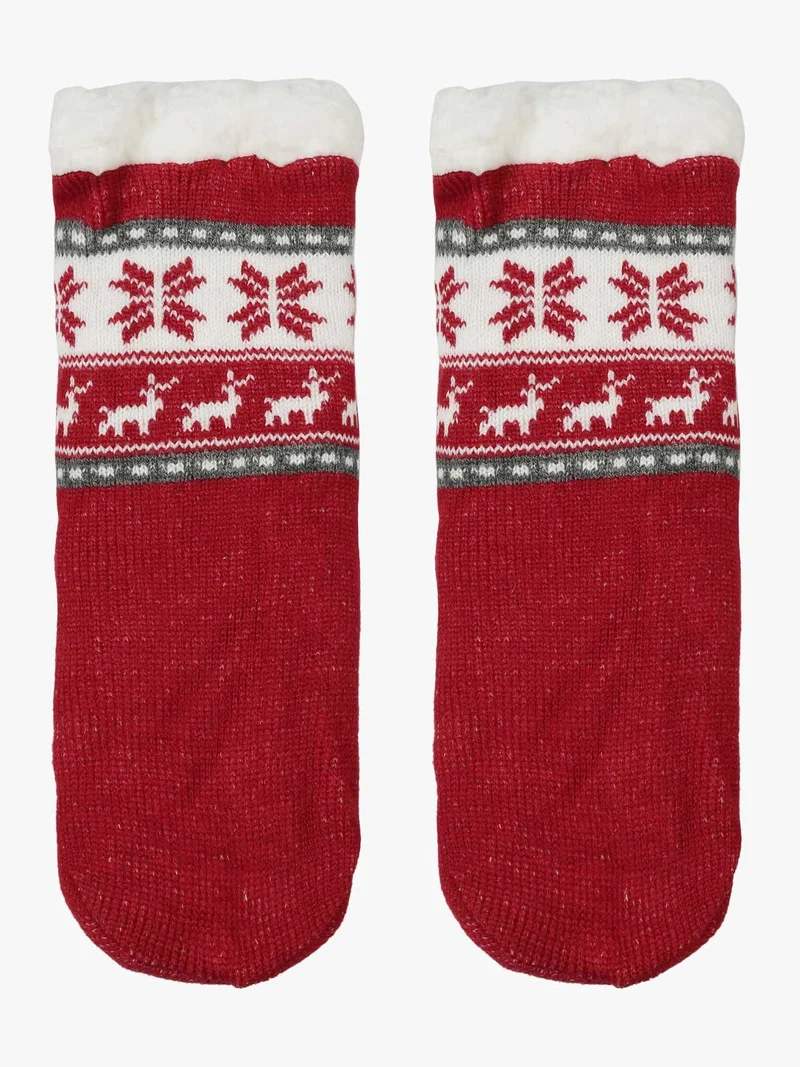 Calze antiscivolo Natale da bambini con pelo interno - rosso