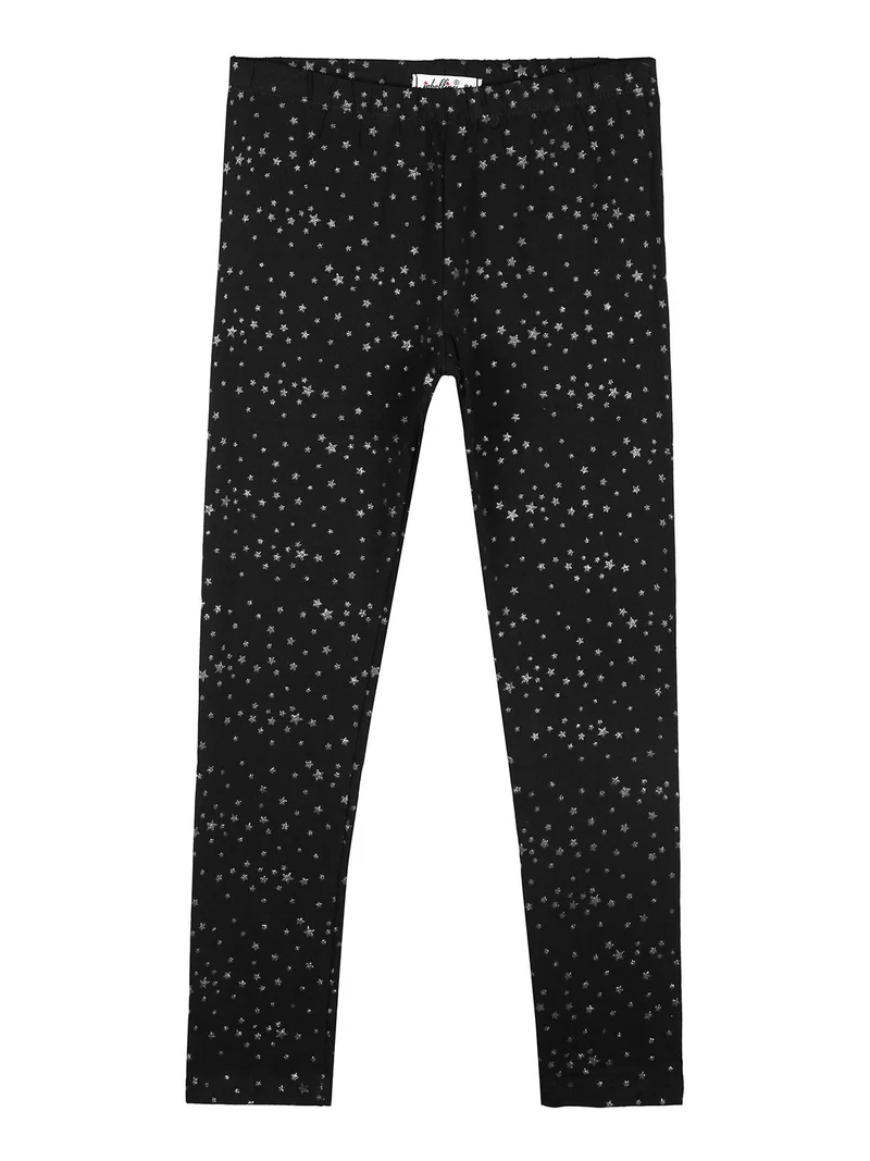 Leggings da bambina con stelle - nero