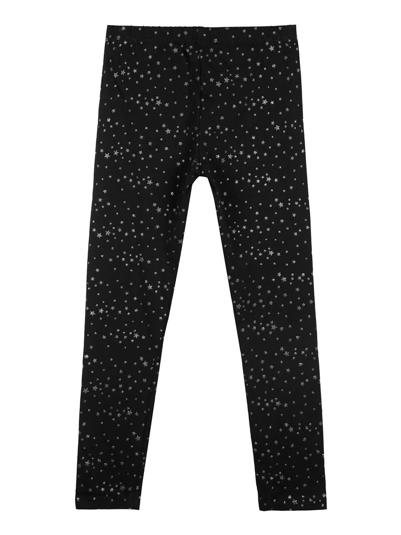 Leggings da bambina con stelle - nero