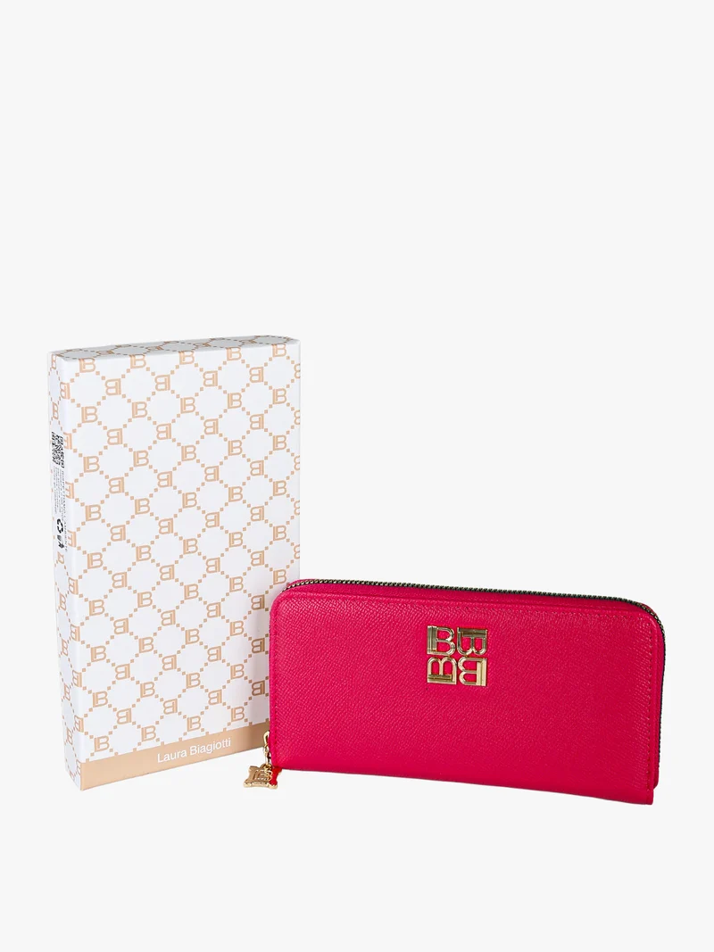 Portafoglio da donna in ecopelle con zip - fucsia