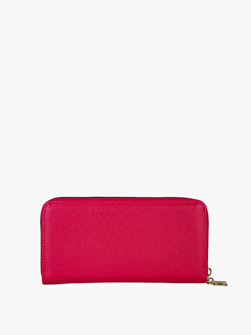 Portafoglio da donna in ecopelle con zip - fucsia