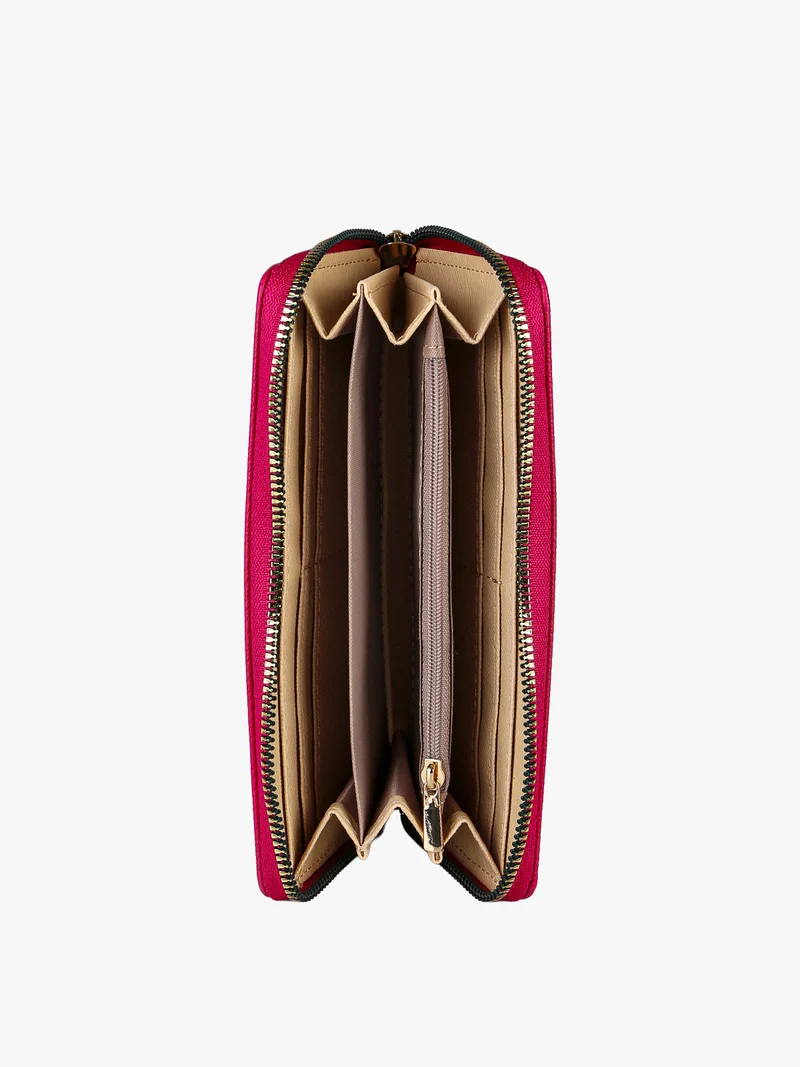 Portafoglio da donna in ecopelle con zip - fucsia