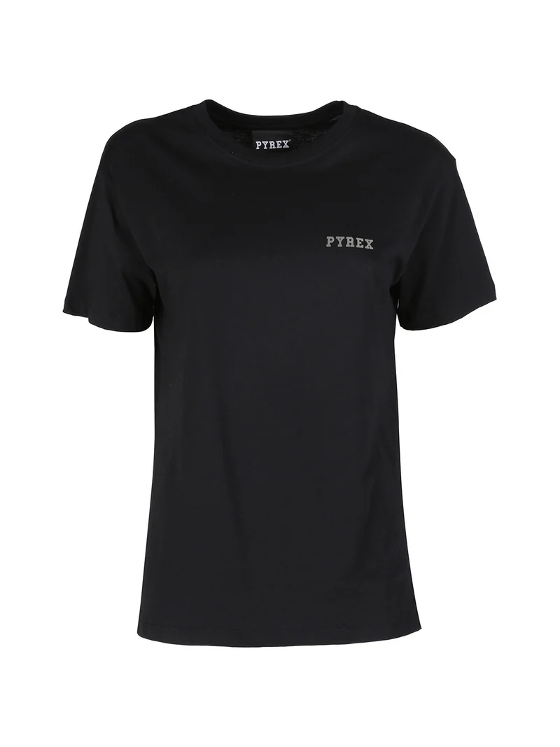 T-shirt donna in cotone con logo - nero