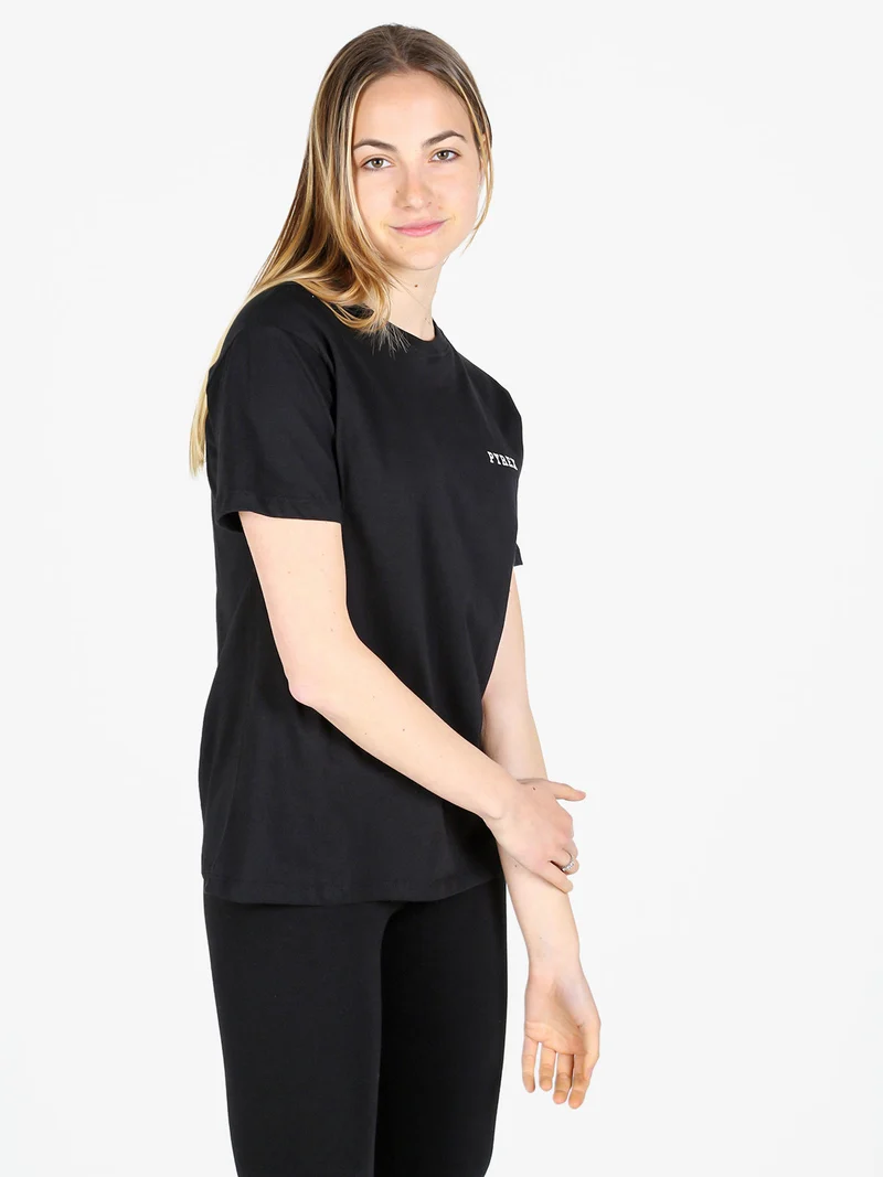 T-shirt donna in cotone con logo - nero