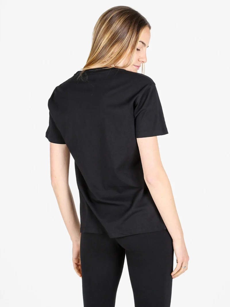 T-shirt donna in cotone con logo - nero