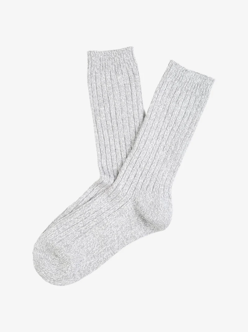 Calze midi da donna morbide a costine - grigio