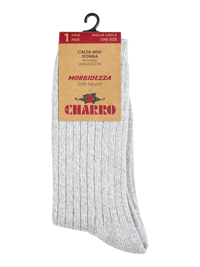 Calze midi da donna morbide a costine - grigio