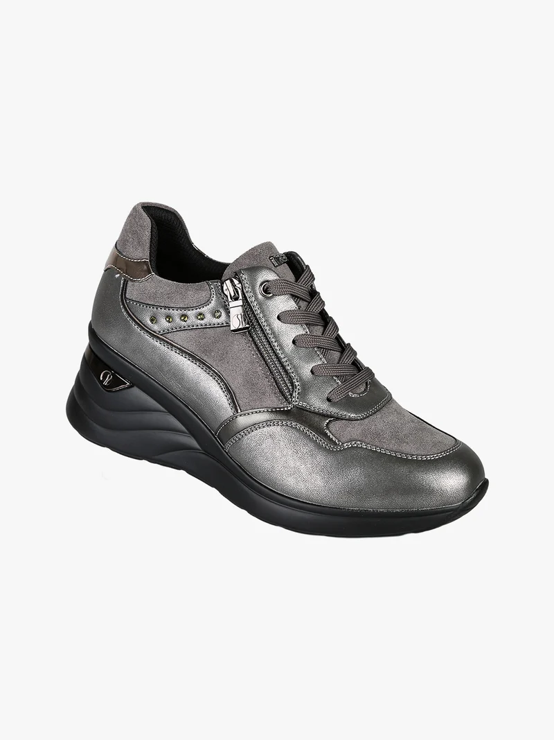 Sneakers donna con zeppa - grigio scuro