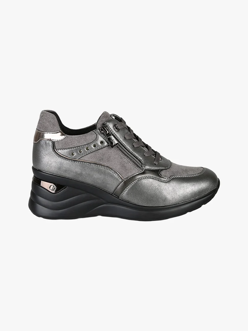 Sneakers donna con zeppa - grigio scuro