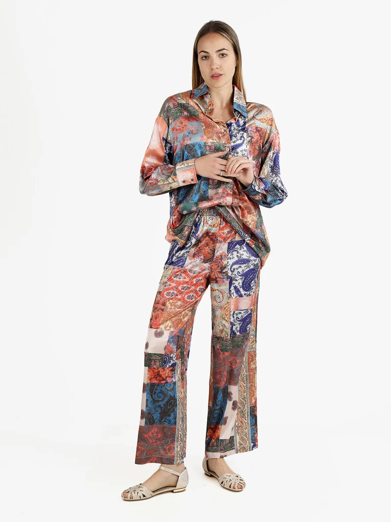 Camicia donna colorata a maniche lunghe - multicolore