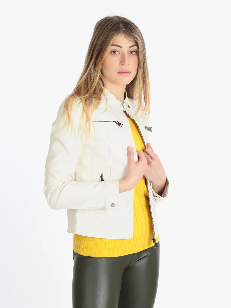 Giacca donna in ecopelle - panna