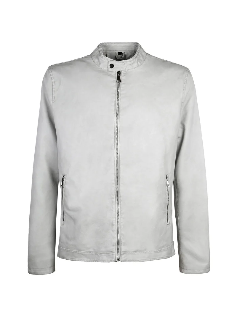 Giacca da uomo in ecopelle - grigio chiaro