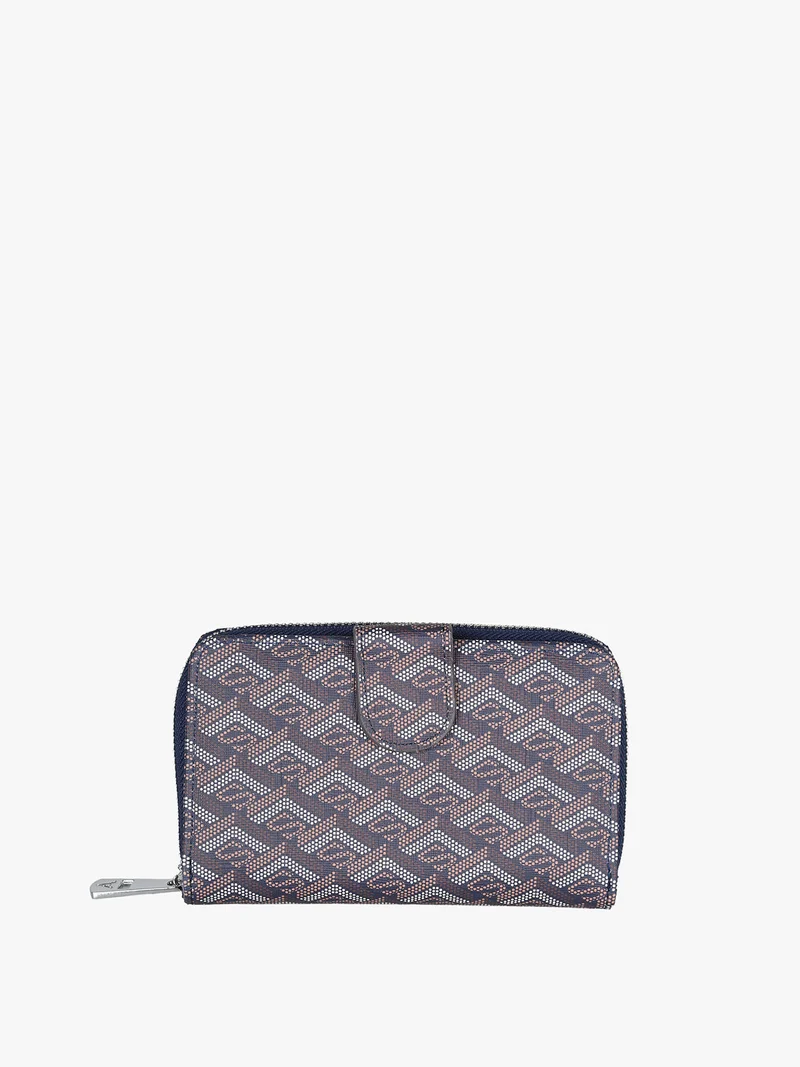 Portafoglio donna con bottone e zip - blu scuro