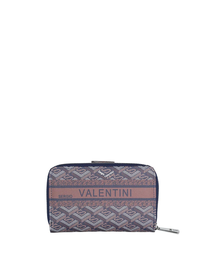 Portafoglio donna con bottone e zip - blu scuro