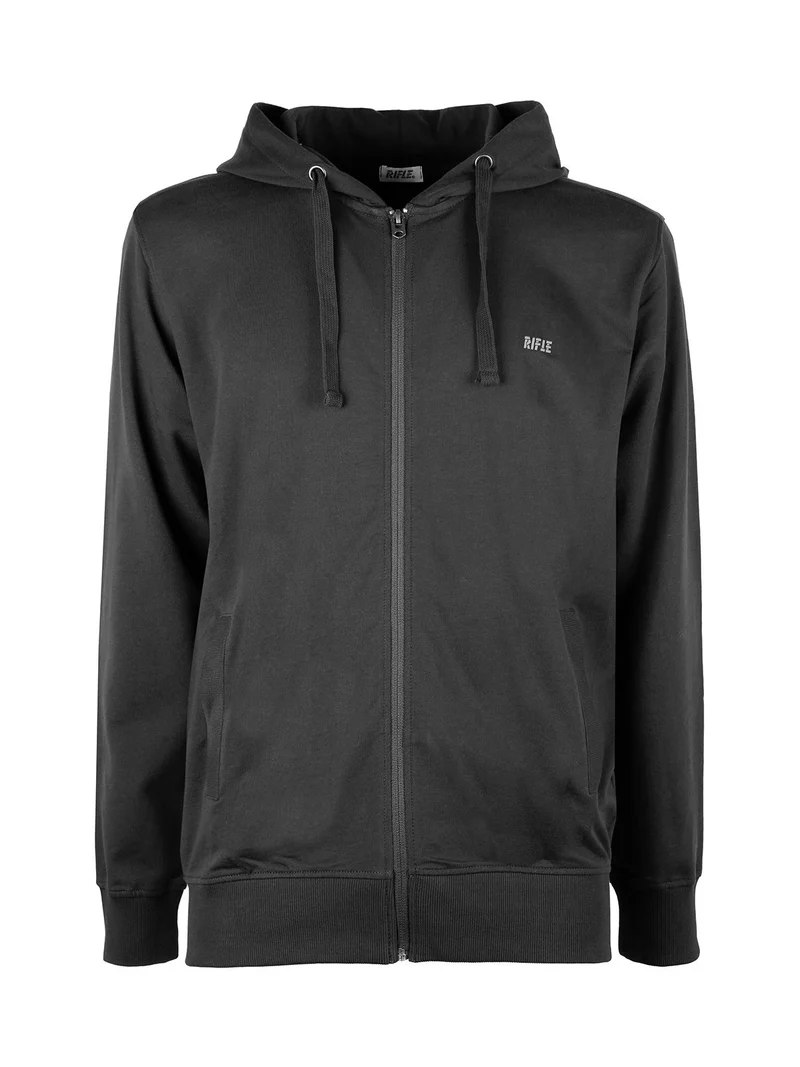 Felpa da uomo con cappuccio e zip - nero