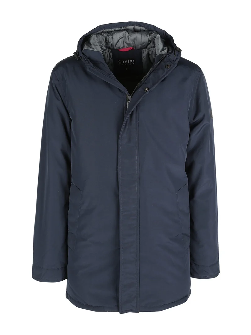 Giubbotto da uomo imbottito con cappuccio - blu scuro