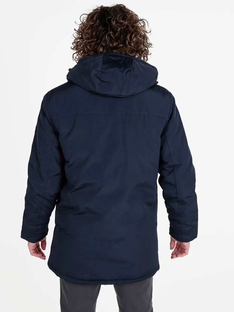 Giubbotto da uomo imbottito con cappuccio - blu scuro