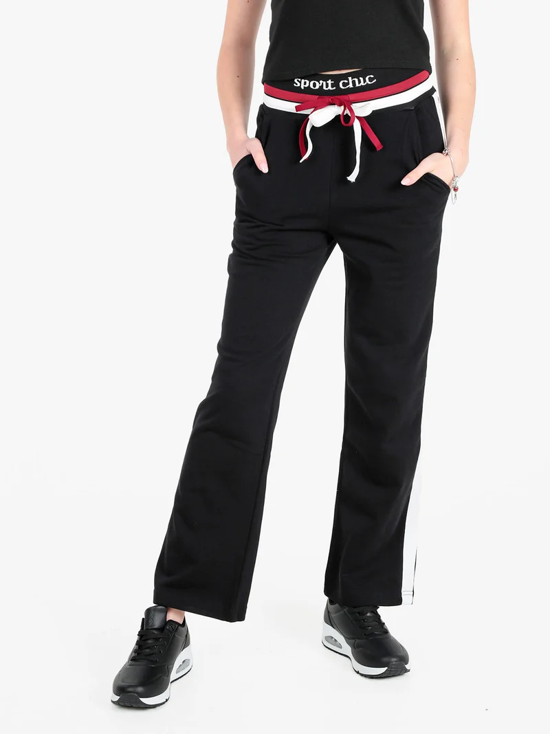 Pantaloni tuta da donna con coulisse - nero