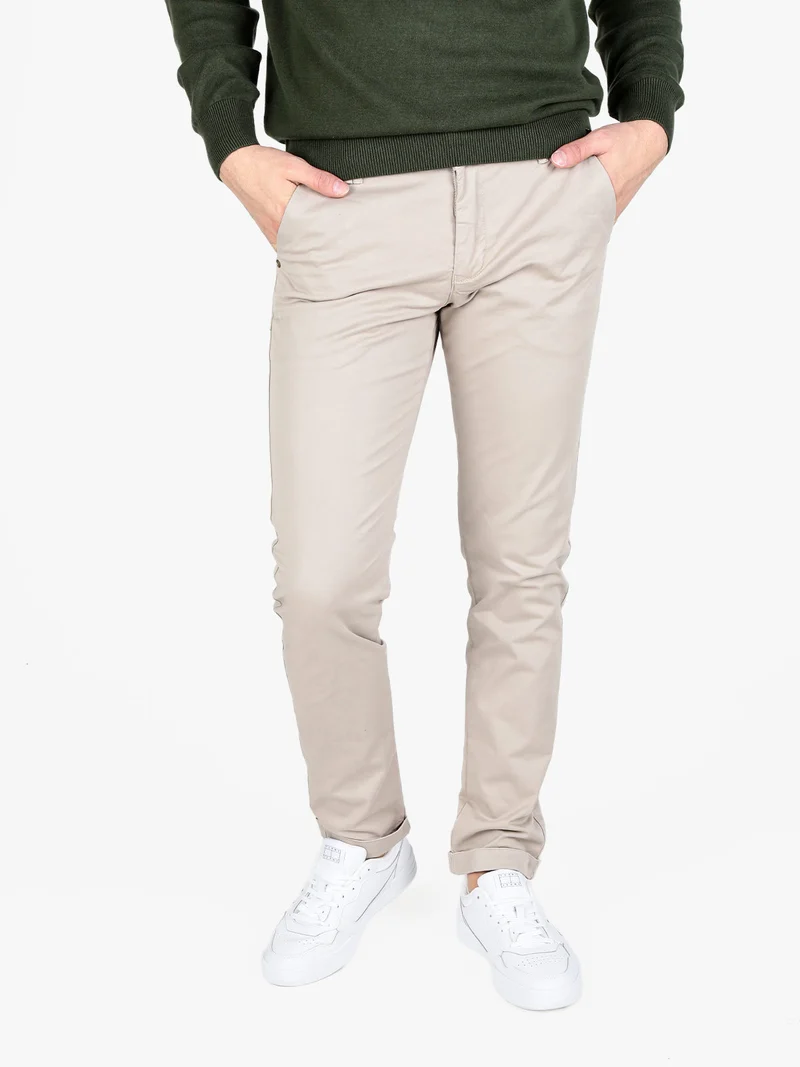 Pantaloni da uomo in cotone con risvolto finale - beige