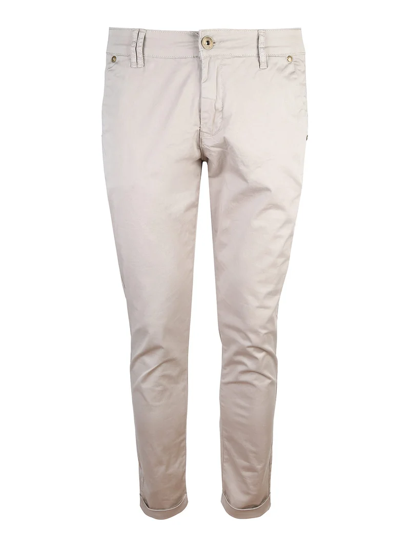 Pantaloni da uomo in cotone con risvolto finale - beige