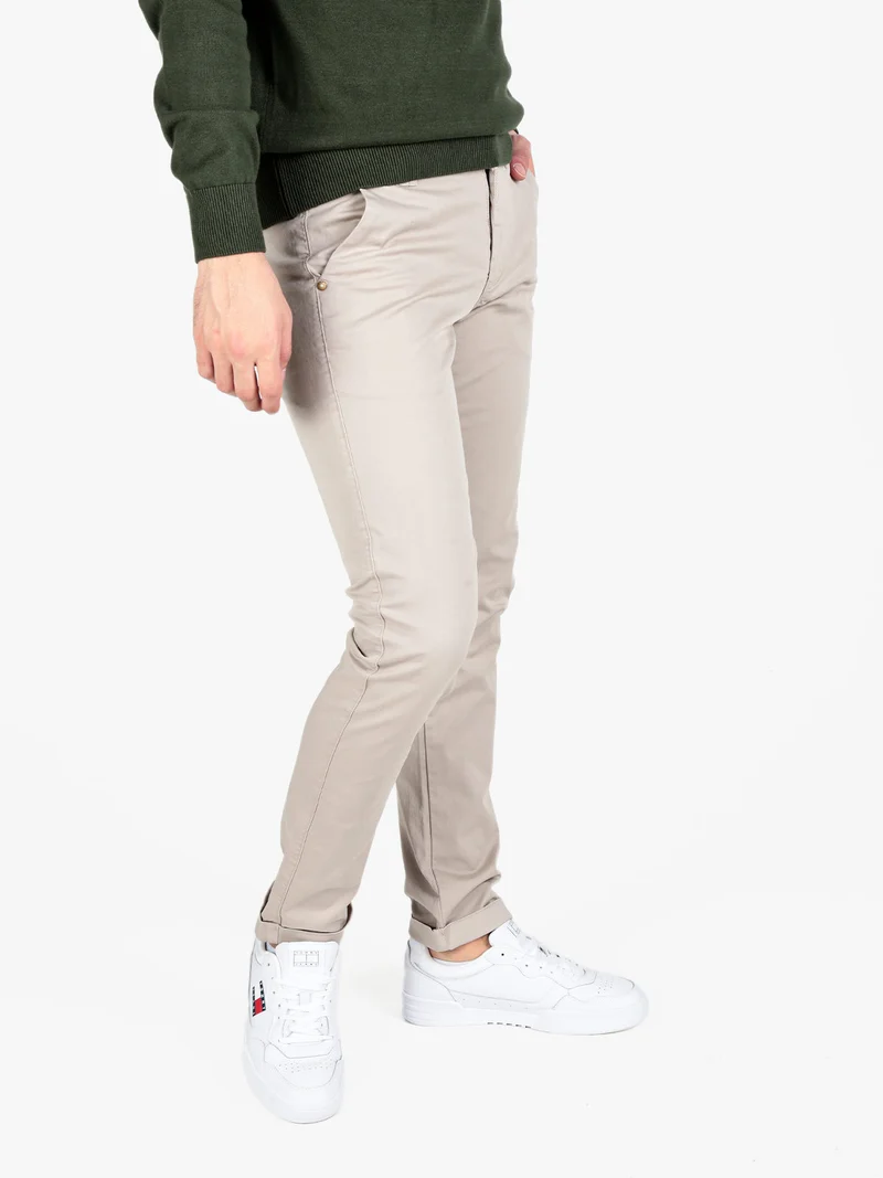 Pantaloni da uomo in cotone con risvolto finale - beige
