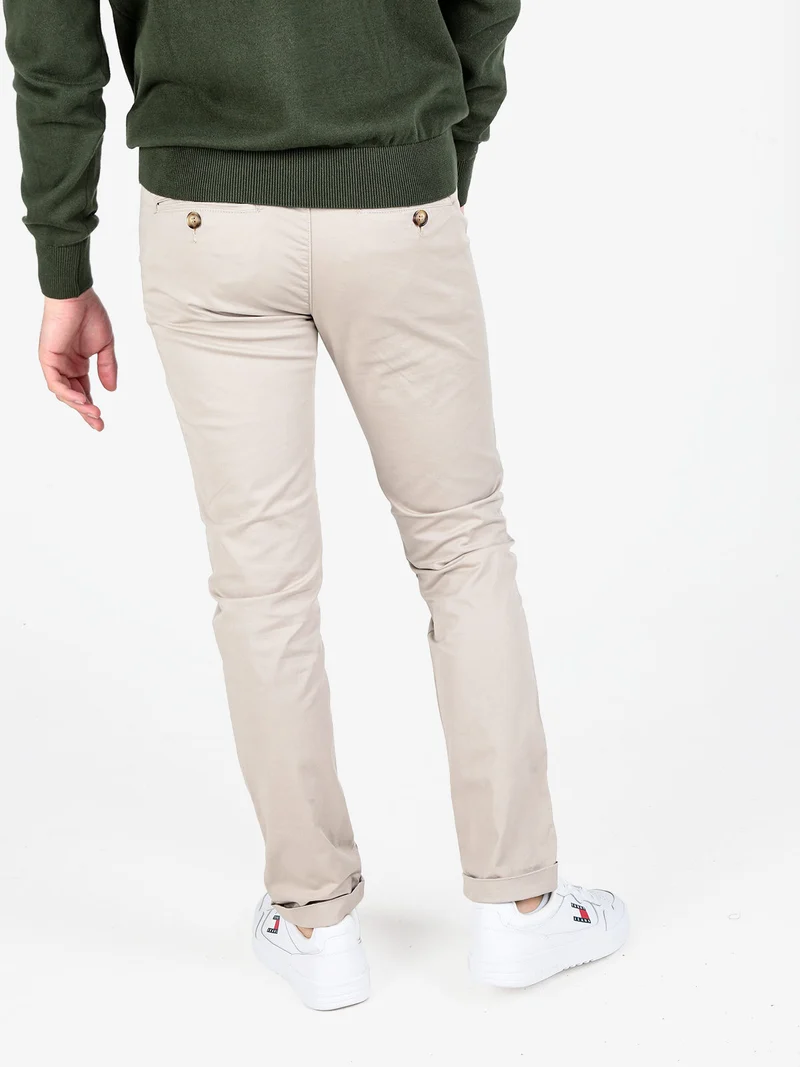 Pantaloni da uomo in cotone con risvolto finale - beige
