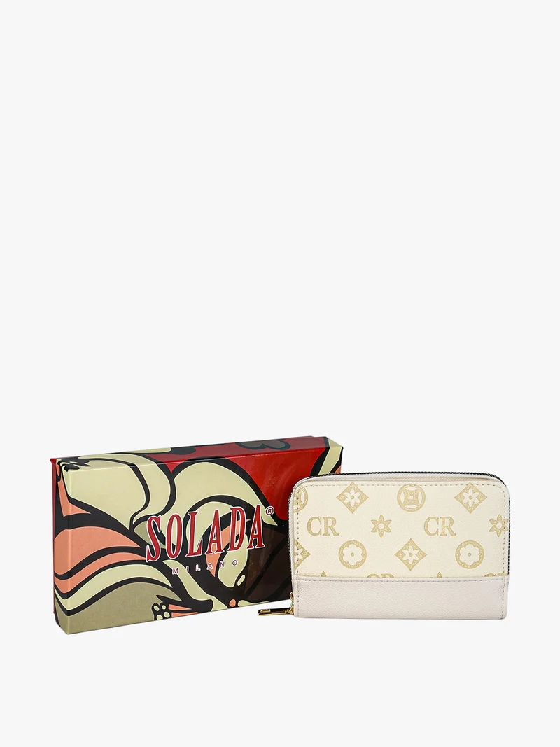 Portafoglio da donna con stampa monogramma - beige