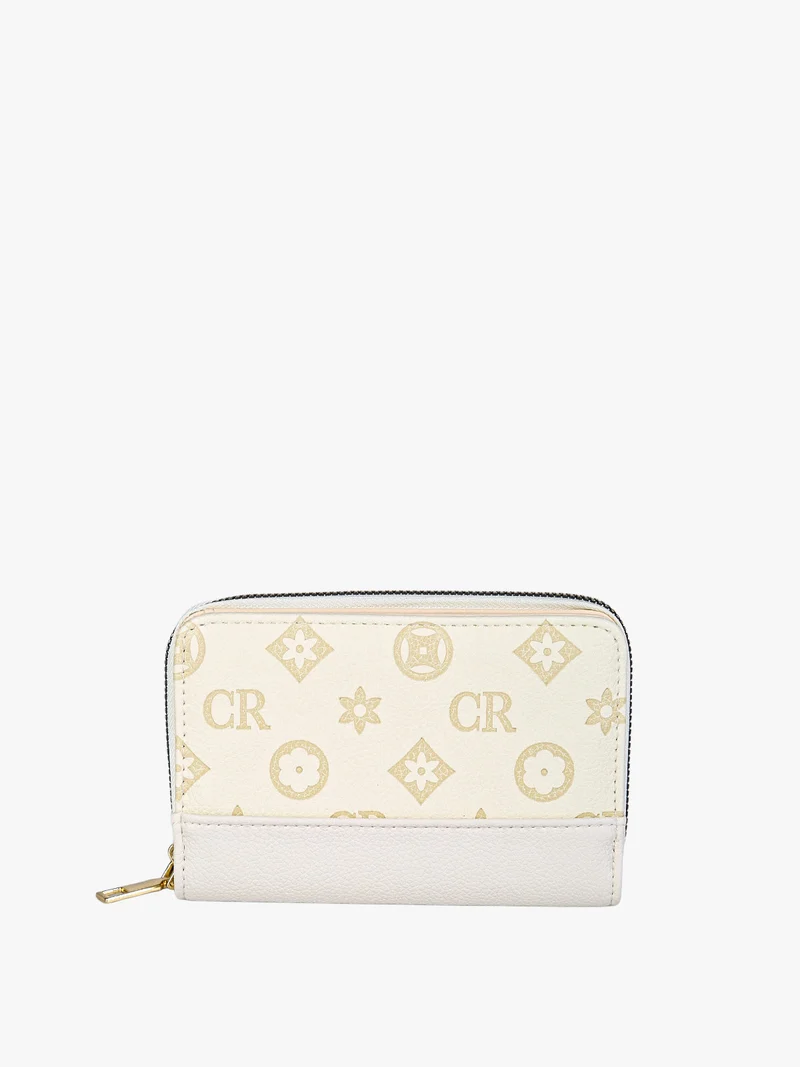 Portafoglio da donna con stampa monogramma - beige