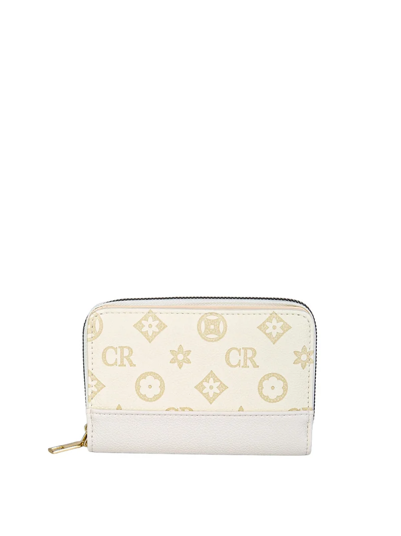 Portafoglio da donna con stampa monogramma - beige