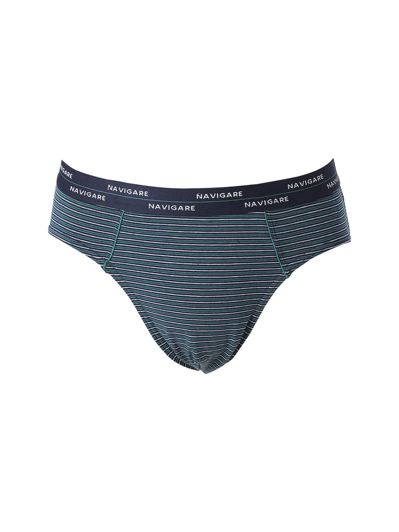 Slip da uomo in cotone con stampa a righe sottili - blu scuro