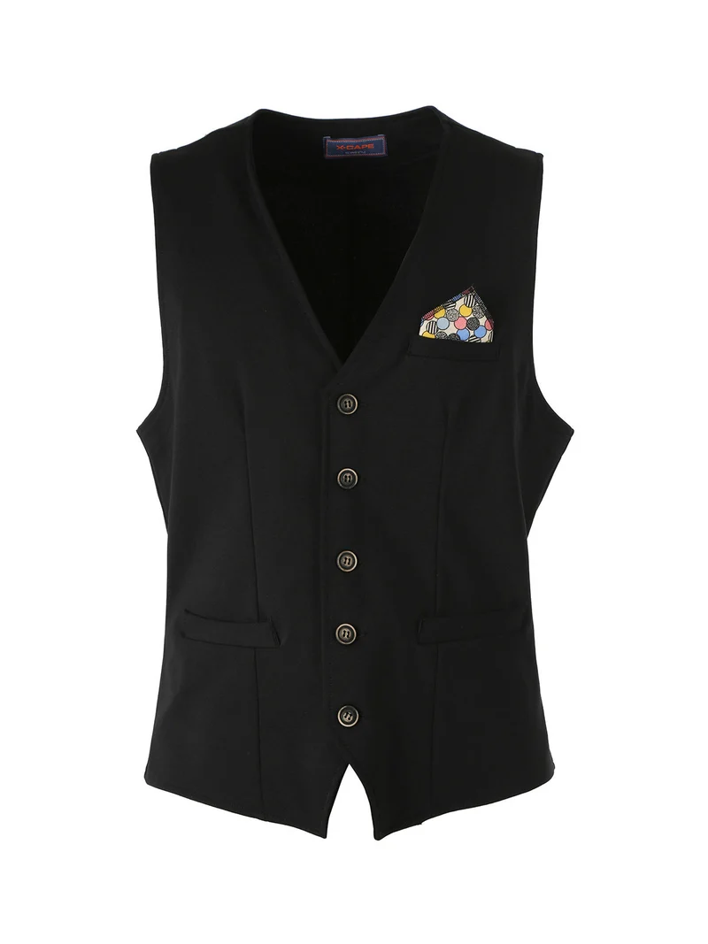 Gilet classico da uomo con bottoni - nero